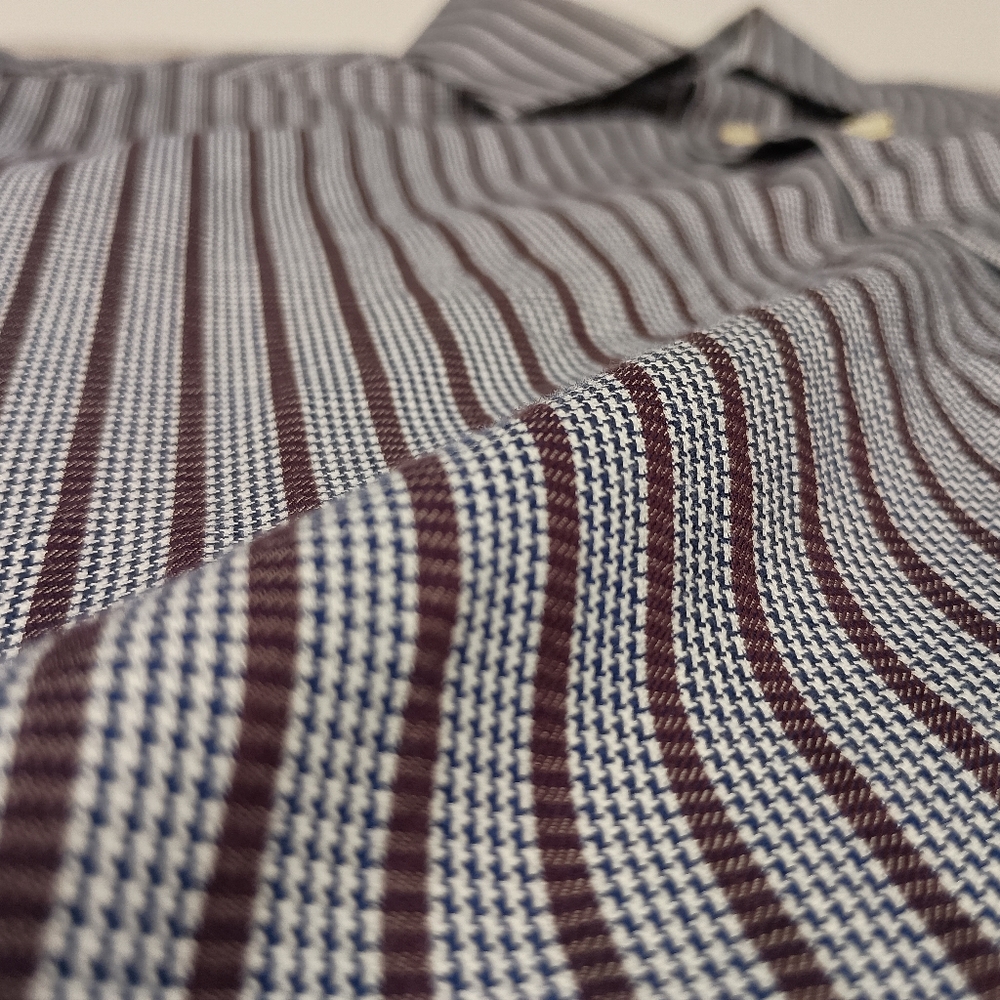 Pronto Uomo Striped Houndstooth Large Mens Button Down Shirt - Picture 5 of 9